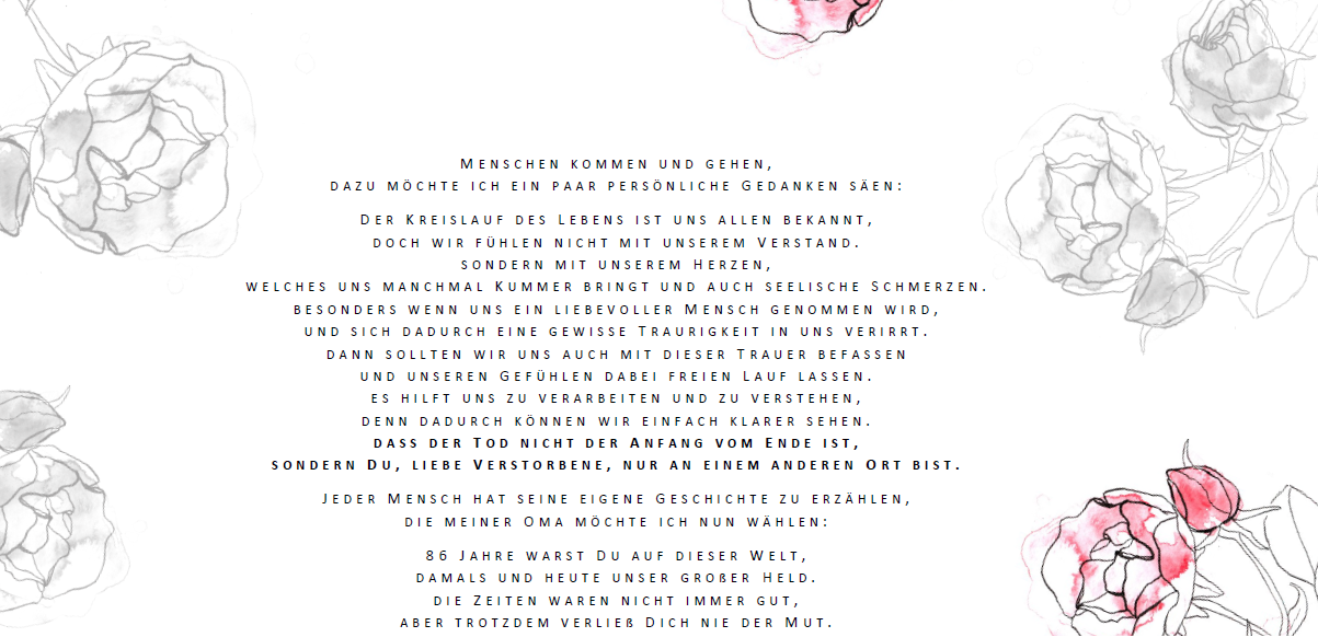 Oma gedicht an Für Oma